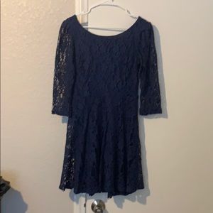 Dark blue lacy dress worn only worn one time.